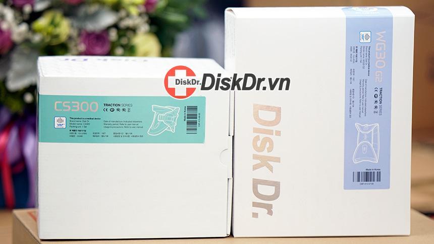 Hộp sản phẩm đai lưng DiskDr. với đầy đủ nhãn mác