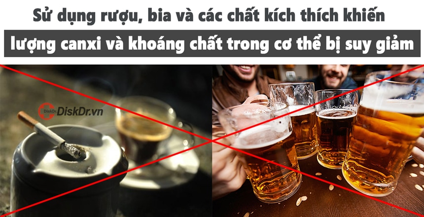 Thoát vị đĩa đệm nên hạn chế sử dụng rượu bia và chất kích thích