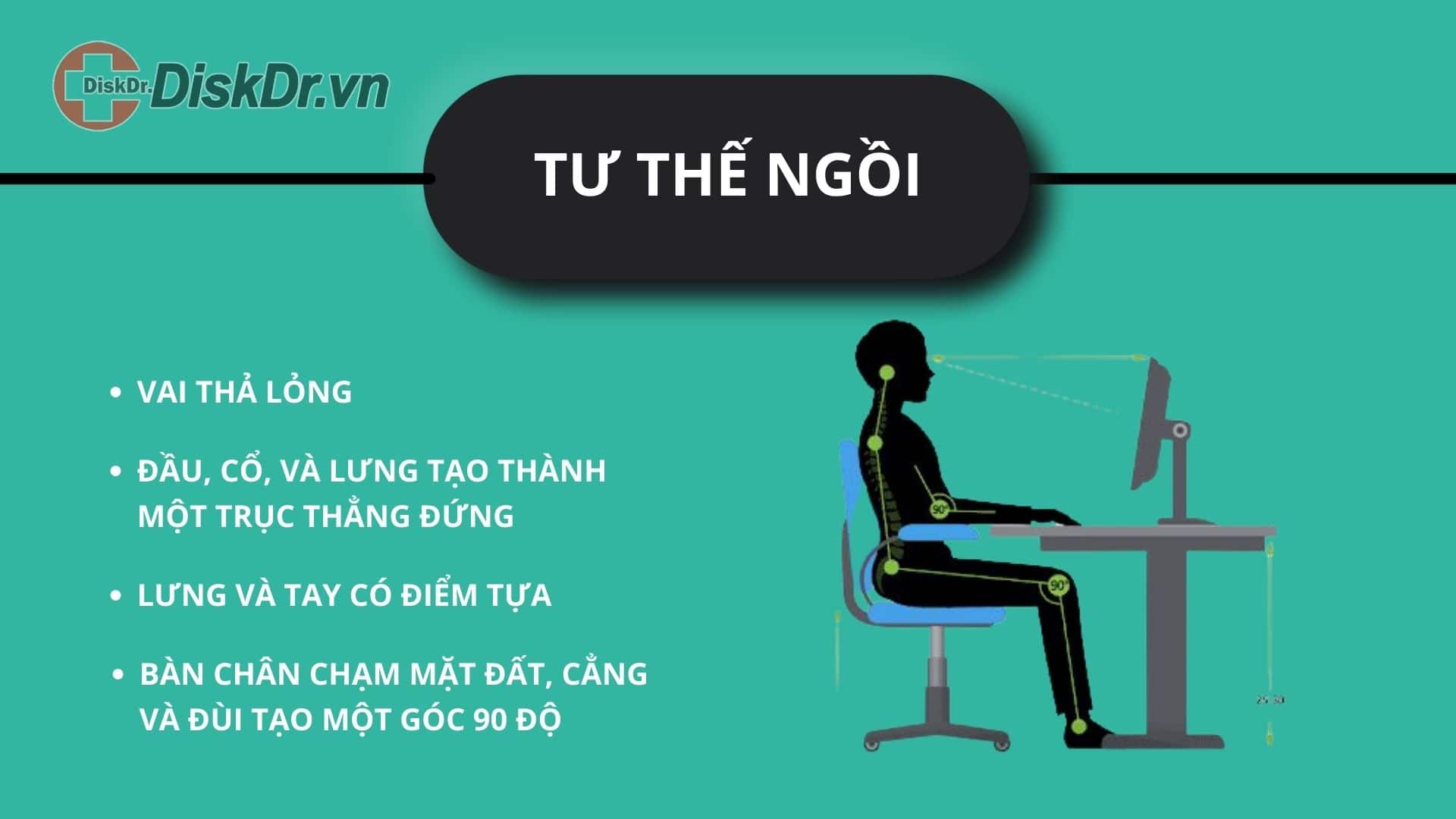 Ngồi đúng tư thế chữa đau lưng