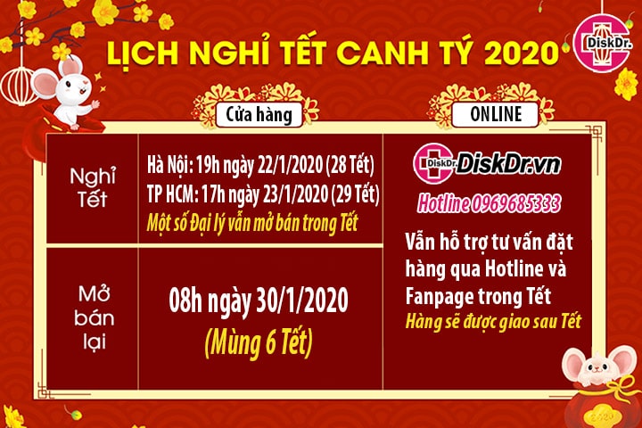 Lịch nghỉ Tết Canh Tý của DiskDr.