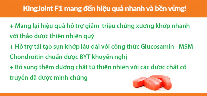 KingJoint F1 là sản phẩm không thể thiếu trong liệu pháp điều trị đau mỏi vai gáy