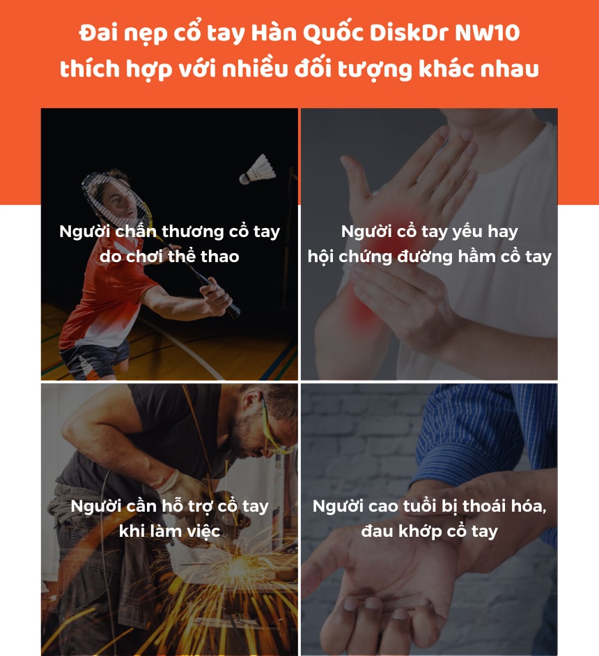 Đai nẹp cổ tay DiskDr NW10 thích hợp với nhiều đối tượng