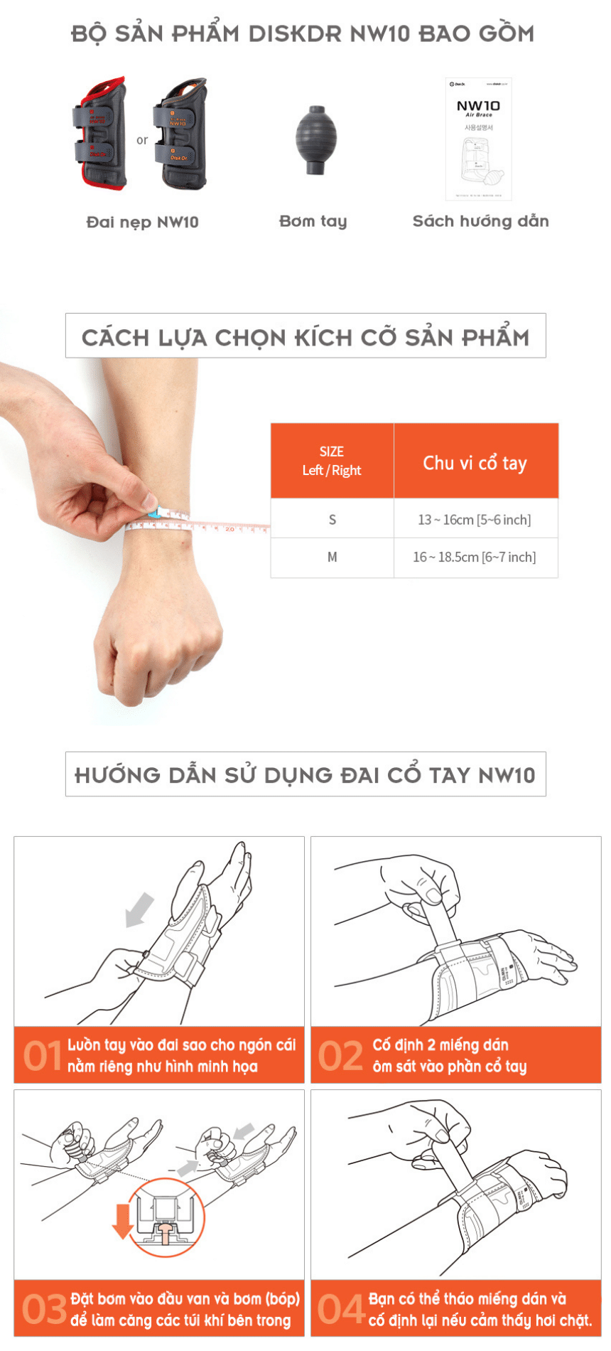 Hướng dẫn sử dụng đai nẹp cổ tay NW10