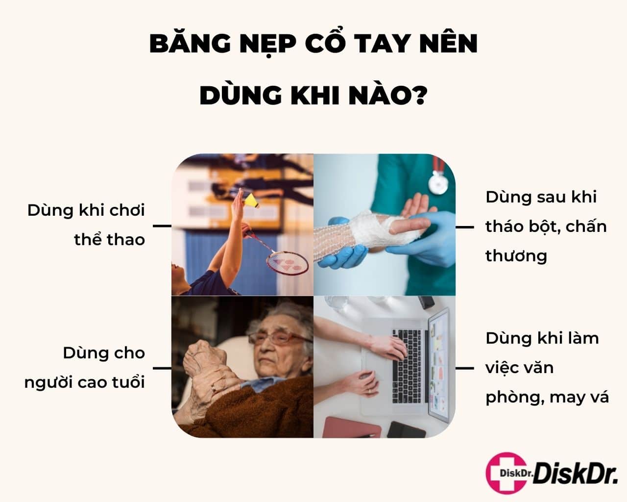 Băng nẹp cổ tay trái, phải điều trị bệnh gì?