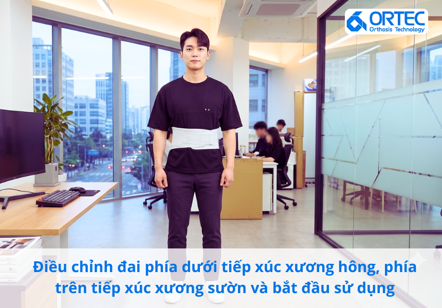 Điều chỉnh đai phía dưới tiếp xúc xương hông, phía trên tiếp xúc xương sườn và bắt đầu sử dụng