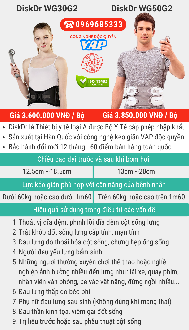 Giá bán đai lưng kéo giãn cột sống DiskDr Hàn Quốc WG30 WG50 cập nhật mới nhất