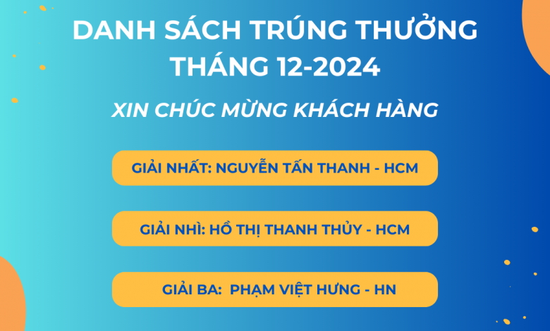 Danh sách khách hàng trúng thưởng tháng 12 /2024