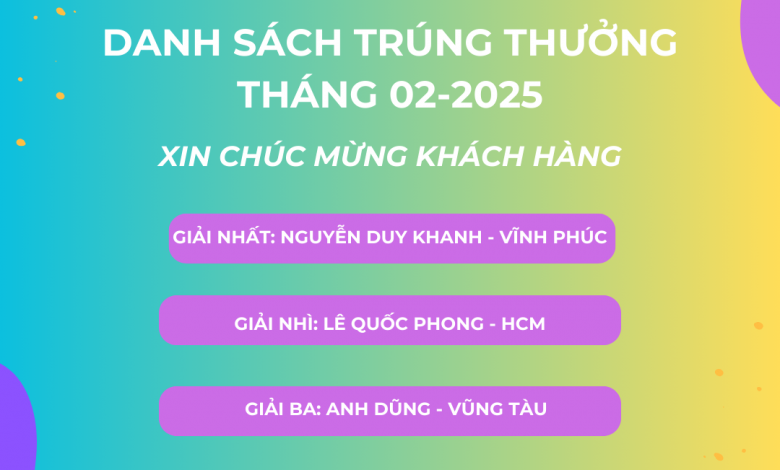 Danh sách khách hàng trúng thưởng tháng 2 2025