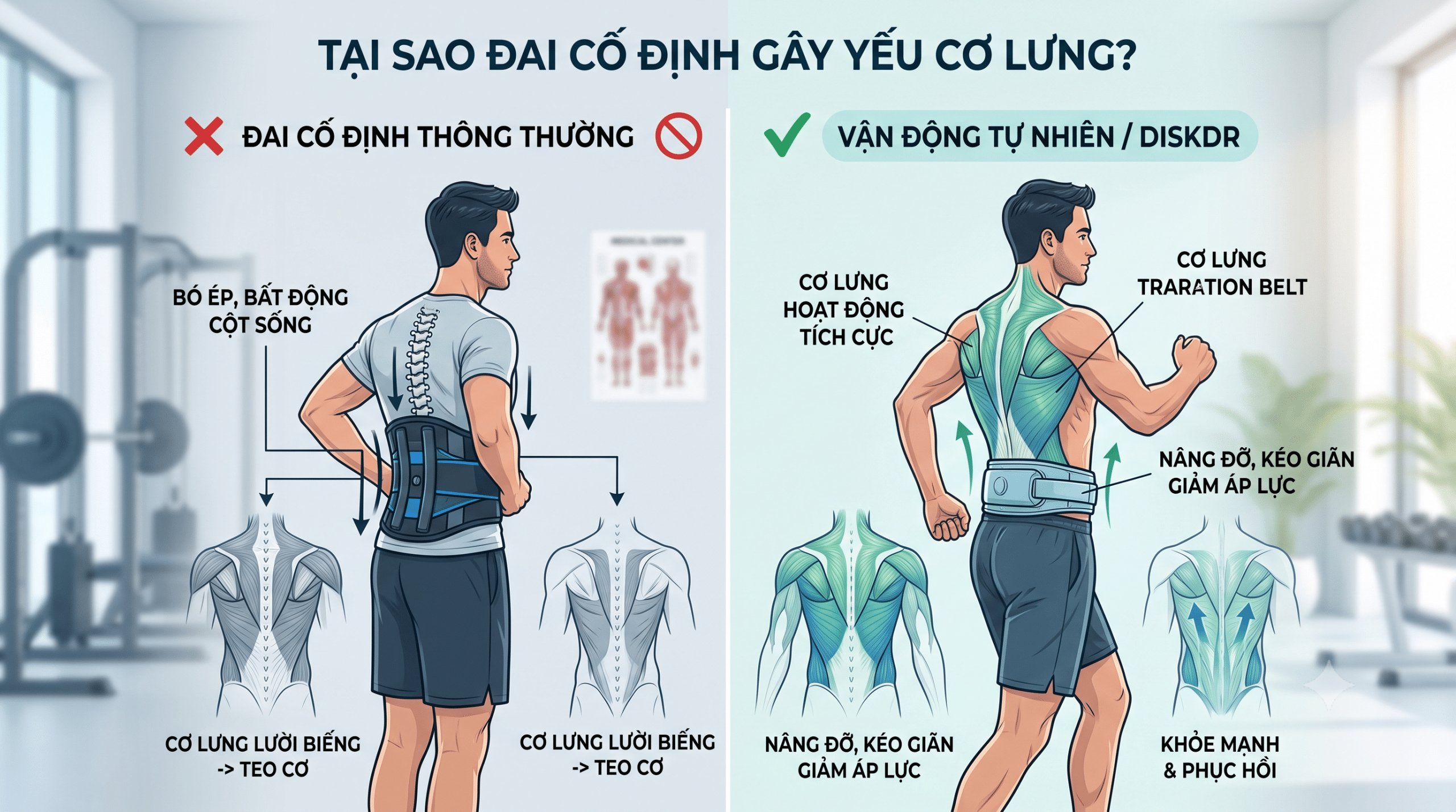 Đeo đai lưng có gây yếu cơ lưng, teo cơ lưng?