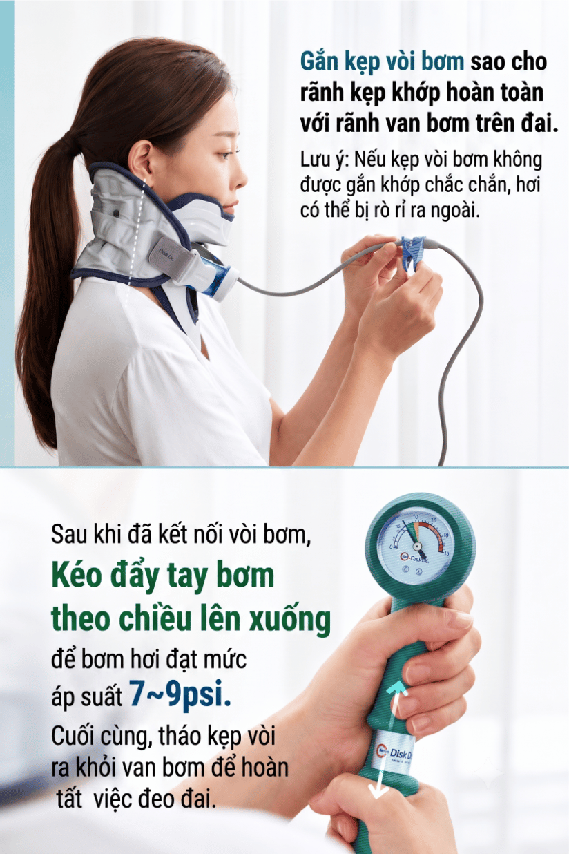 Cách bơm đai kéo giãn cổ DiskDr CS500G2