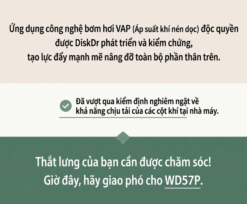 DiskDr WD57P với công nghệ bơm hơi VAP độc đáo