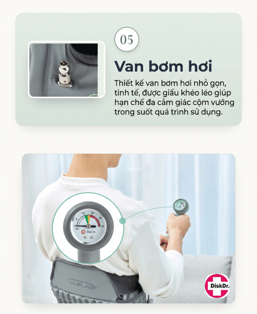 Van bơm và đồng hồ hiển thị áp suất của DiskDr WD57P