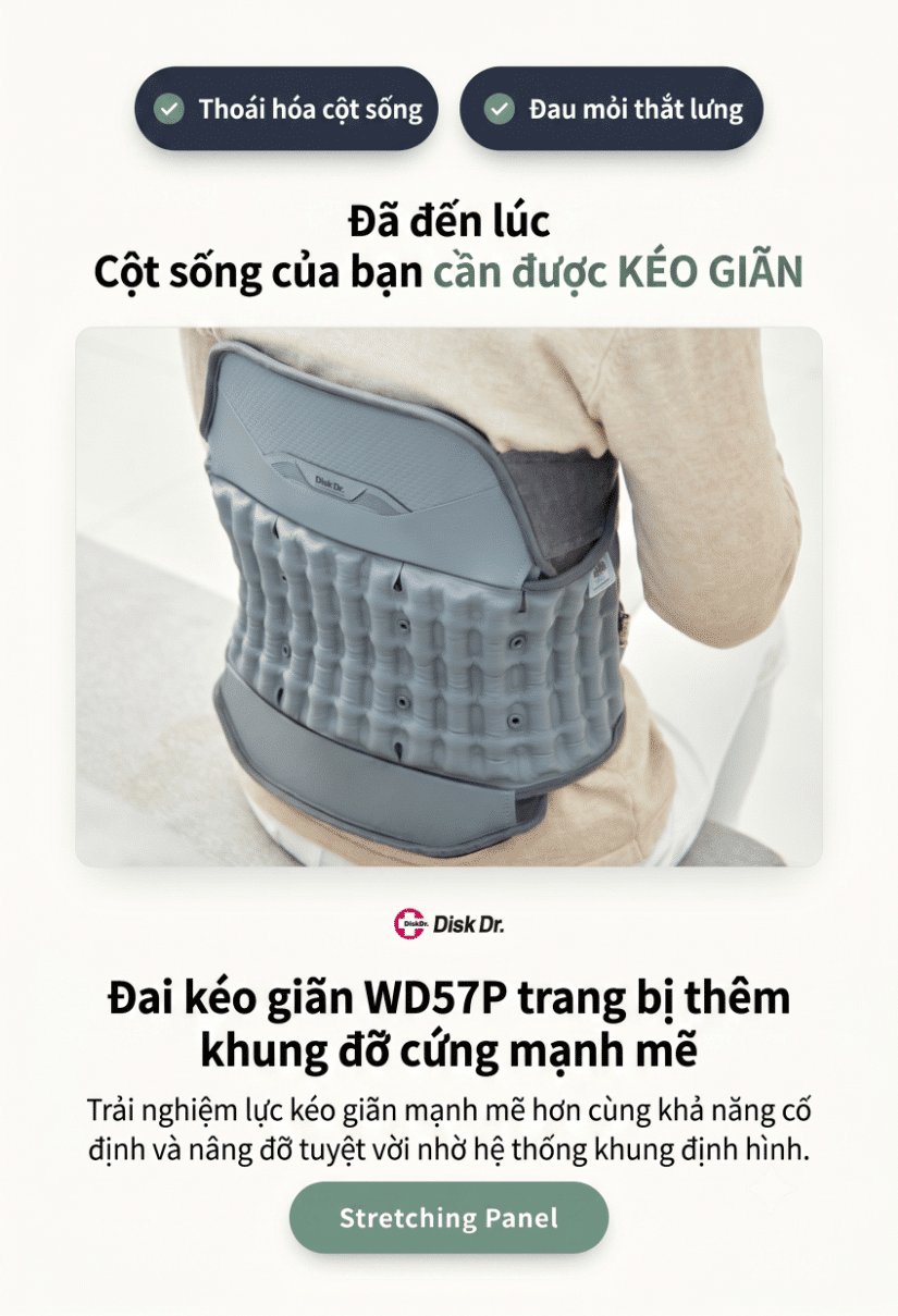 Thoái hóa cột sống, đau mỏi lưng đã có DiskDr WD57P