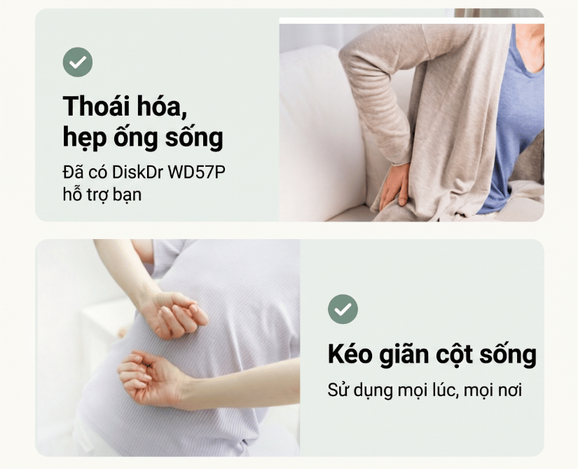 Thoái hóa cột sống hay hẹp ống sống dùng DiskDr WD57P ngay