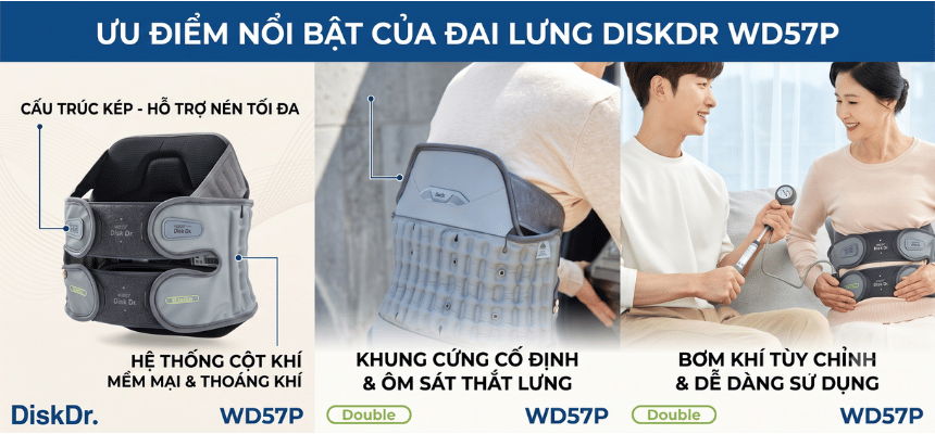 Đai lưng kéo giãn DiskDr WD57P kèm khung cố định là sự lựa chọn chuyên sâu